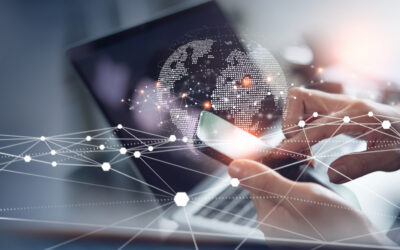 Digital technology, internet network connection, big data, digital marketing IoT internet of things. Woman using mobile phone and laptop computer surfing internet, innovative technology background